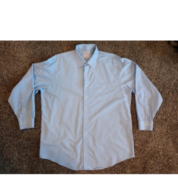 Brooks Brothers 346 Mens 17 4/5 Blue Plaid Button Up Non Iron Reg Fit Se… - Picture 1 of 9